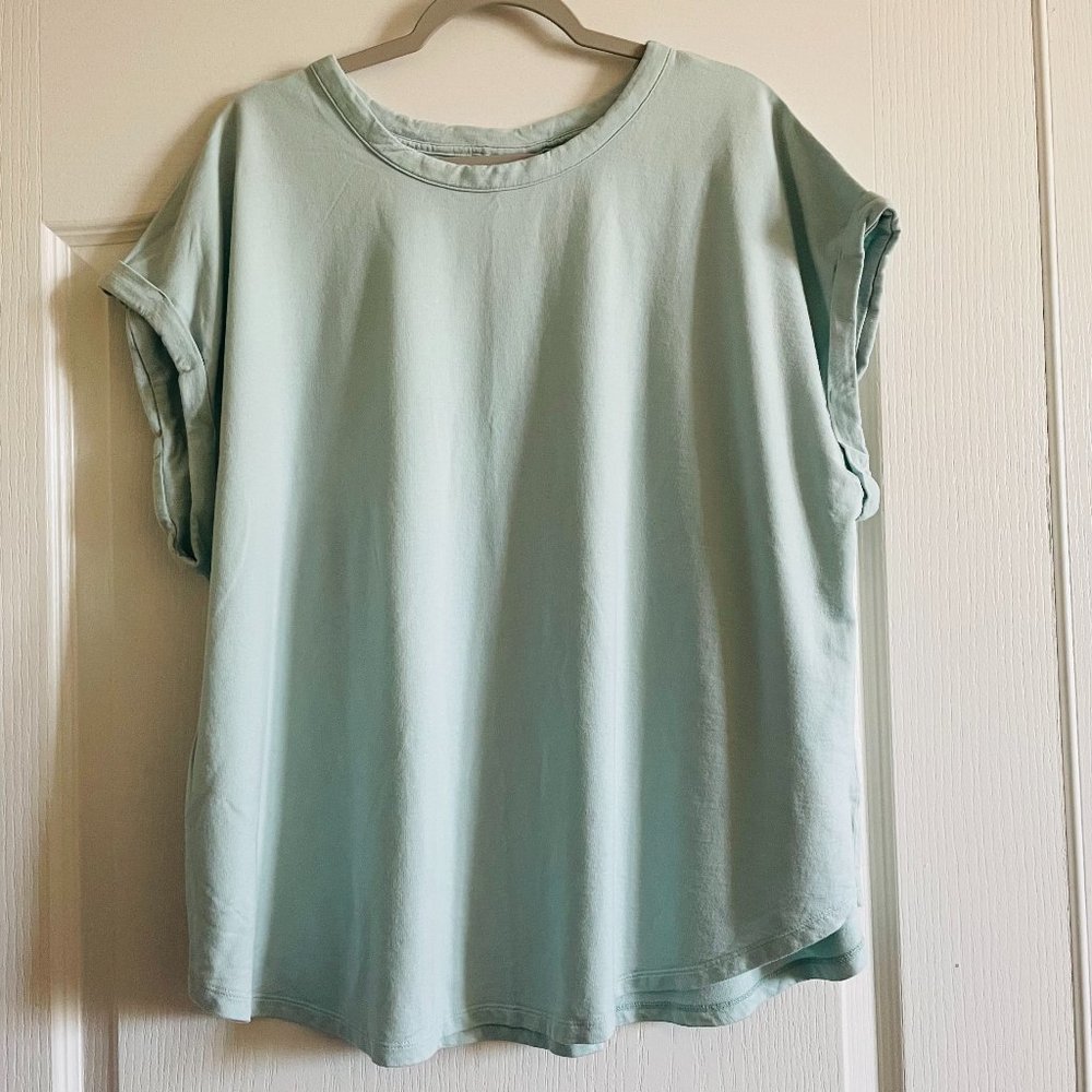 Ava & Viv Cotton/Modal Terry Blend Roll Up Short Sleeve Relaxed Fit Tshirt 3X